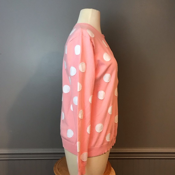 NWT QVC Liz Claiborne Pink Polka Cardigan Size M - Picture 3 of 8